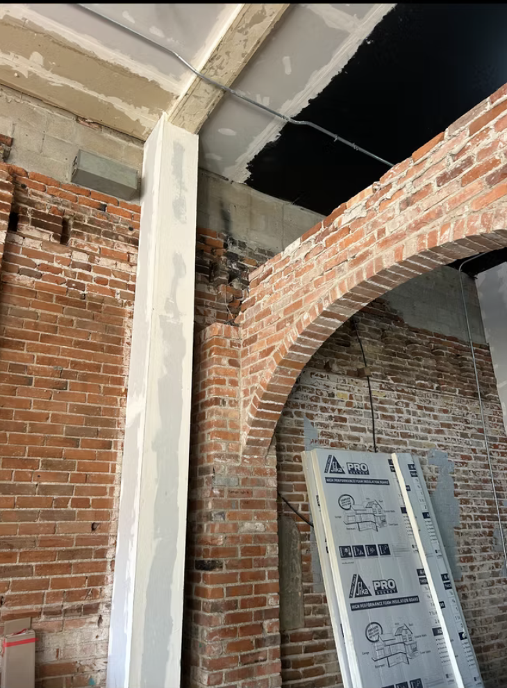 Commercial pole sign masonry