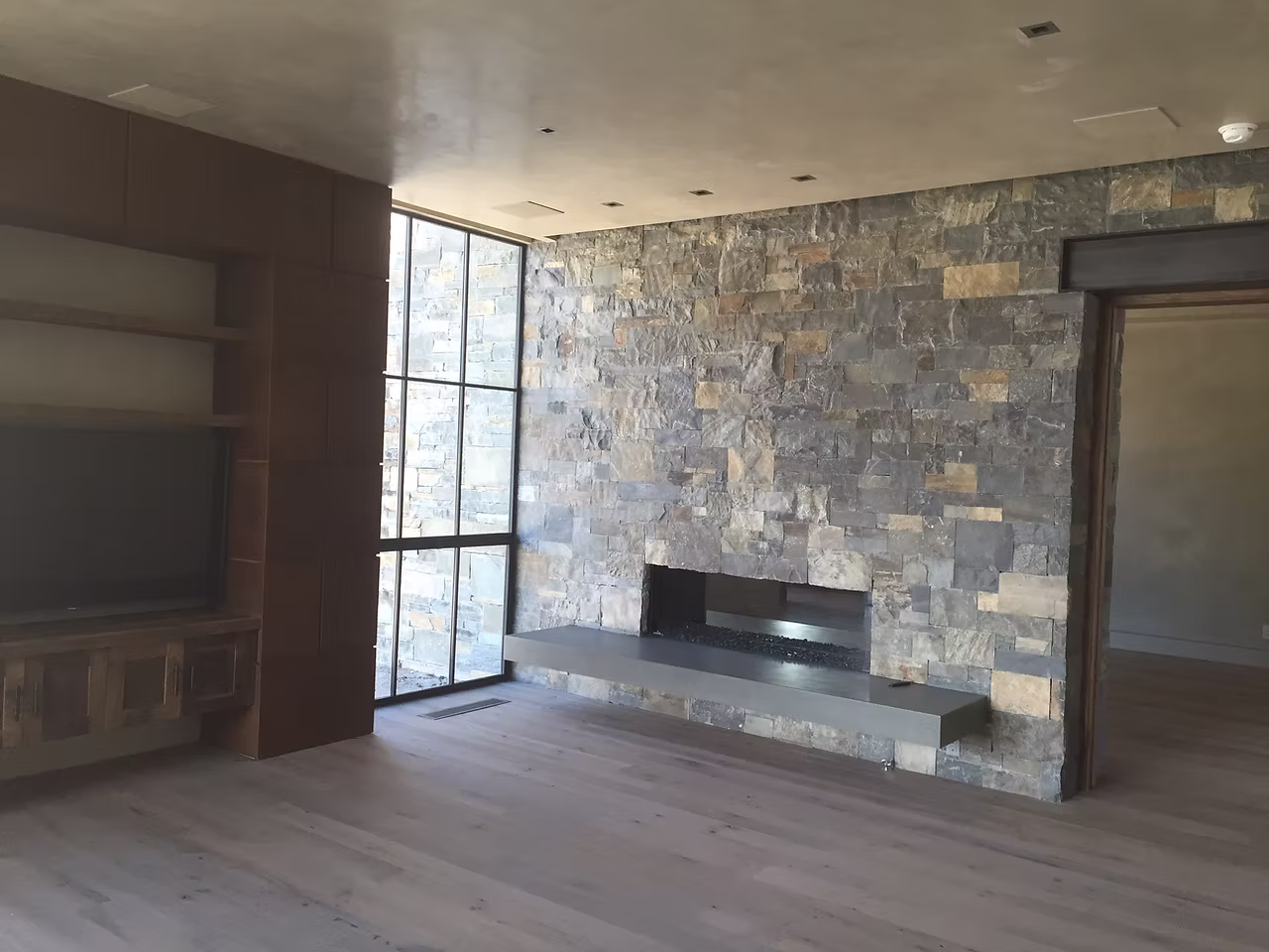 Custom stone fireplace and interior stonework