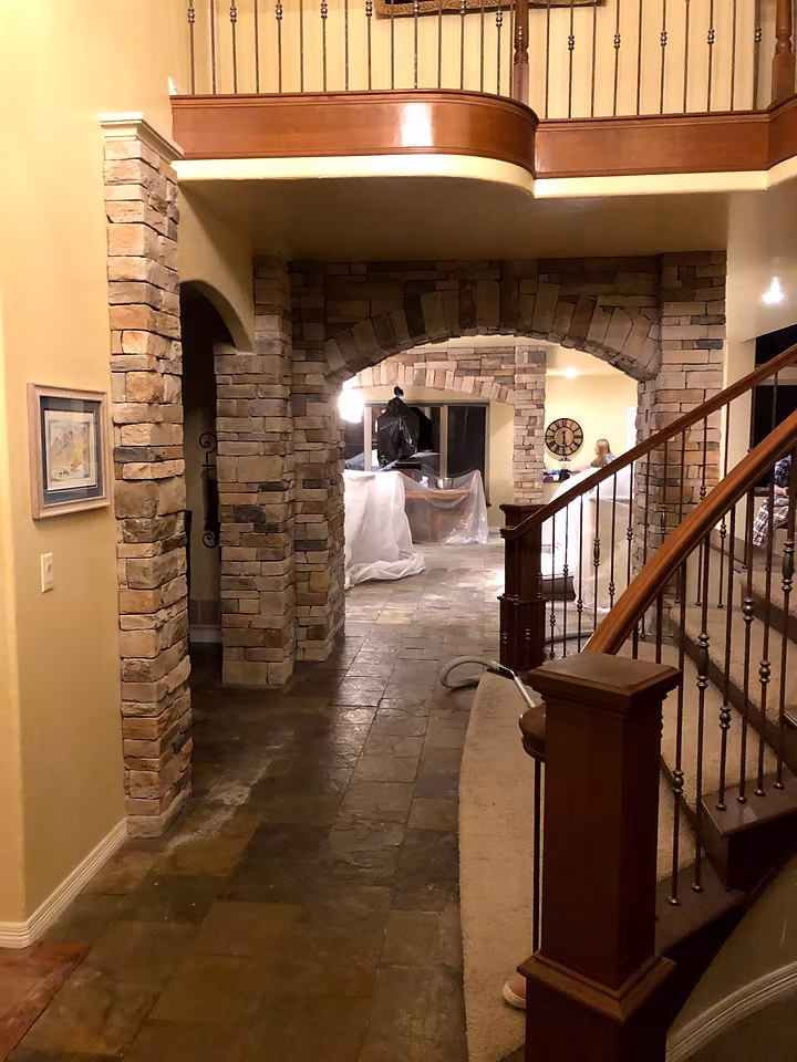 Custom stone fireplace and interior stonework