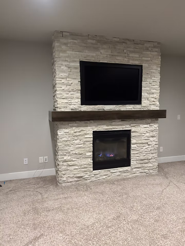 Custom stone fireplace and interior stonework