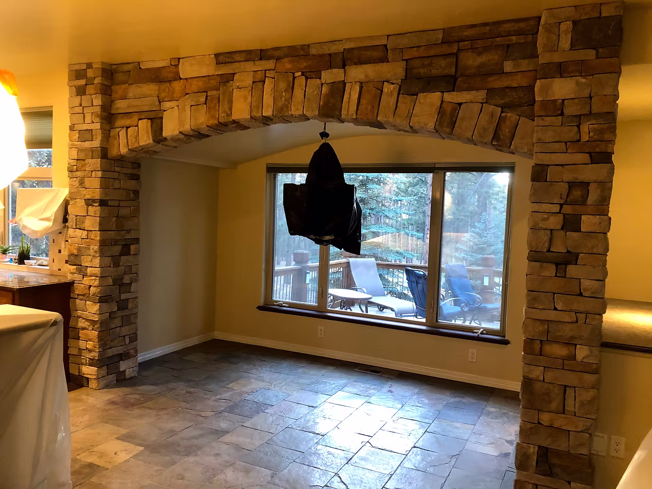 Custom stone fireplace and interior stonework