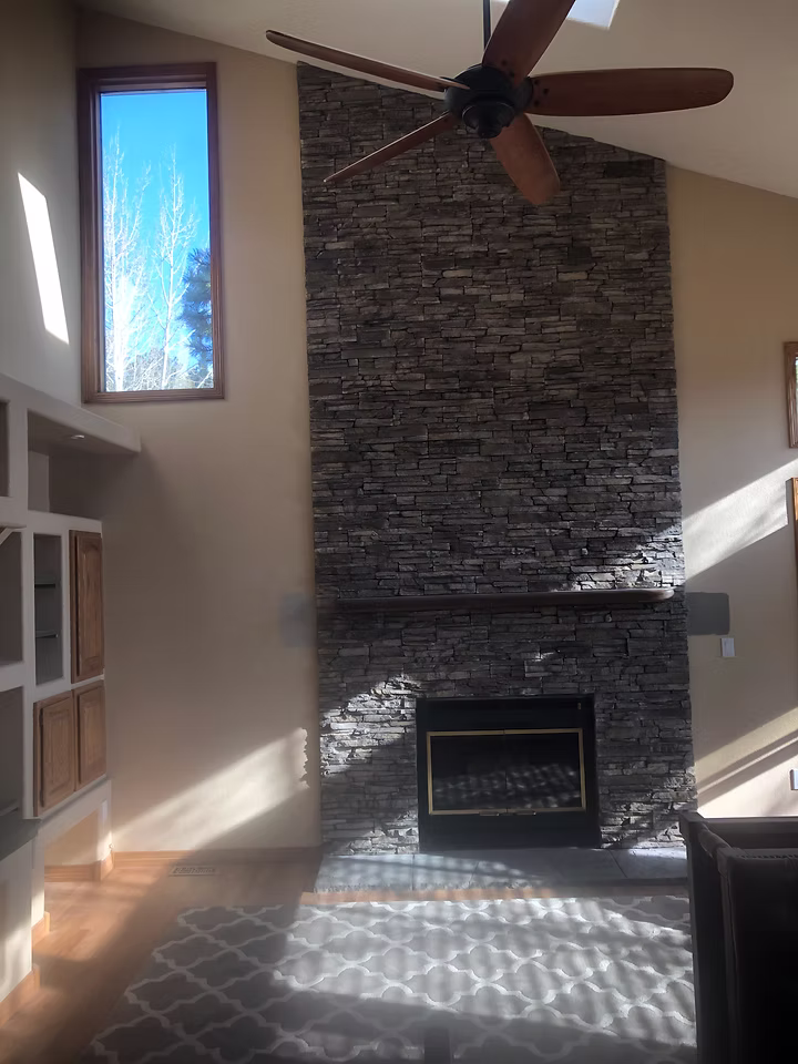 Custom stone fireplace and interior stonework