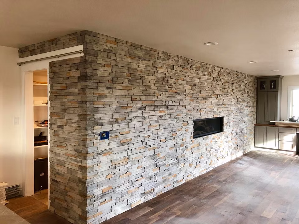 Custom stone fireplace and interior stonework