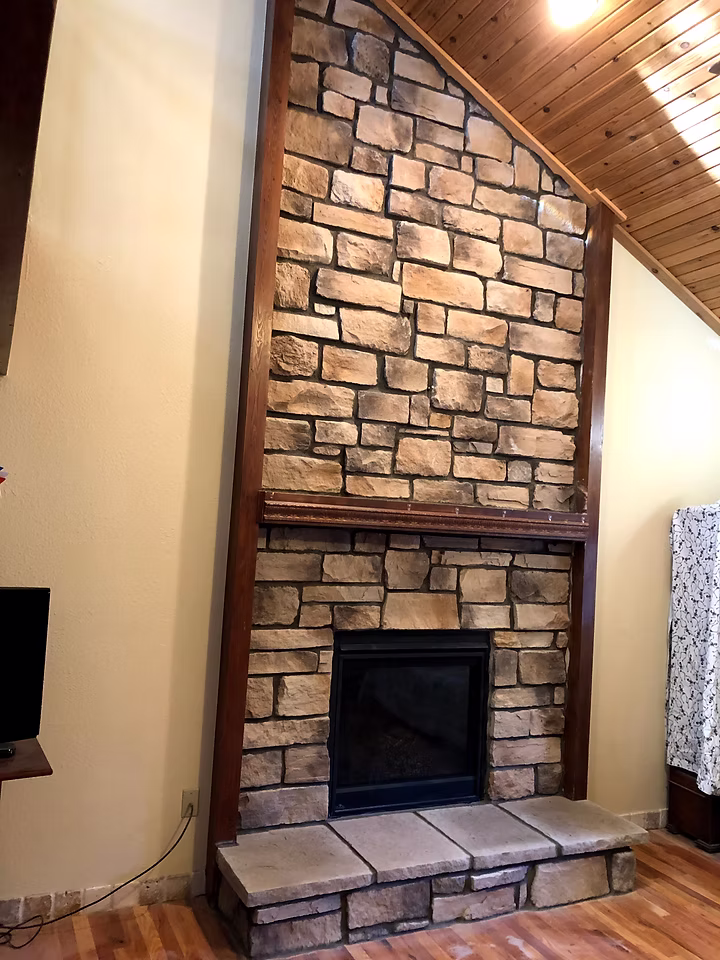 Custom stone fireplace and interior stonework