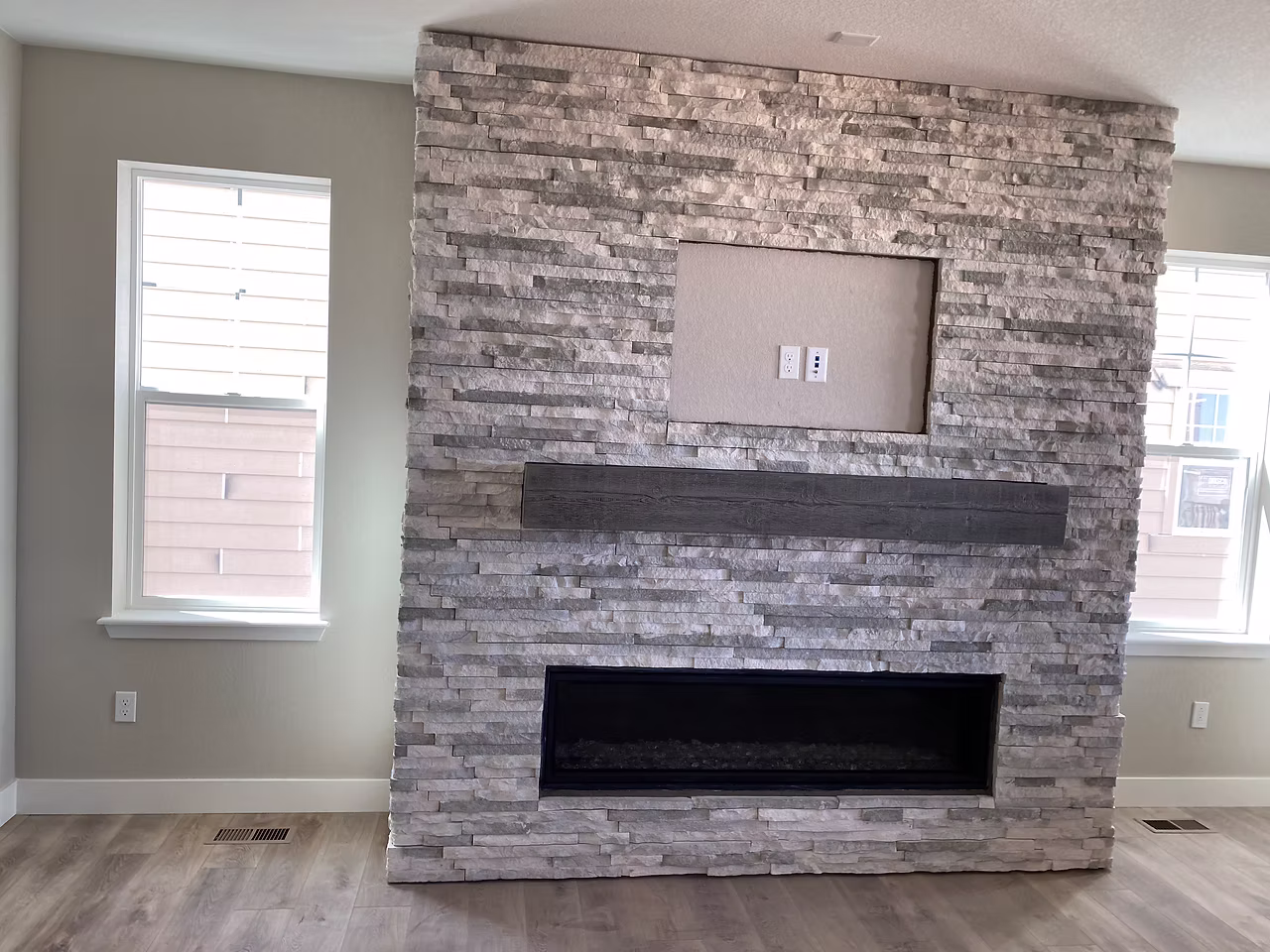 Custom stone fireplace and interior stonework