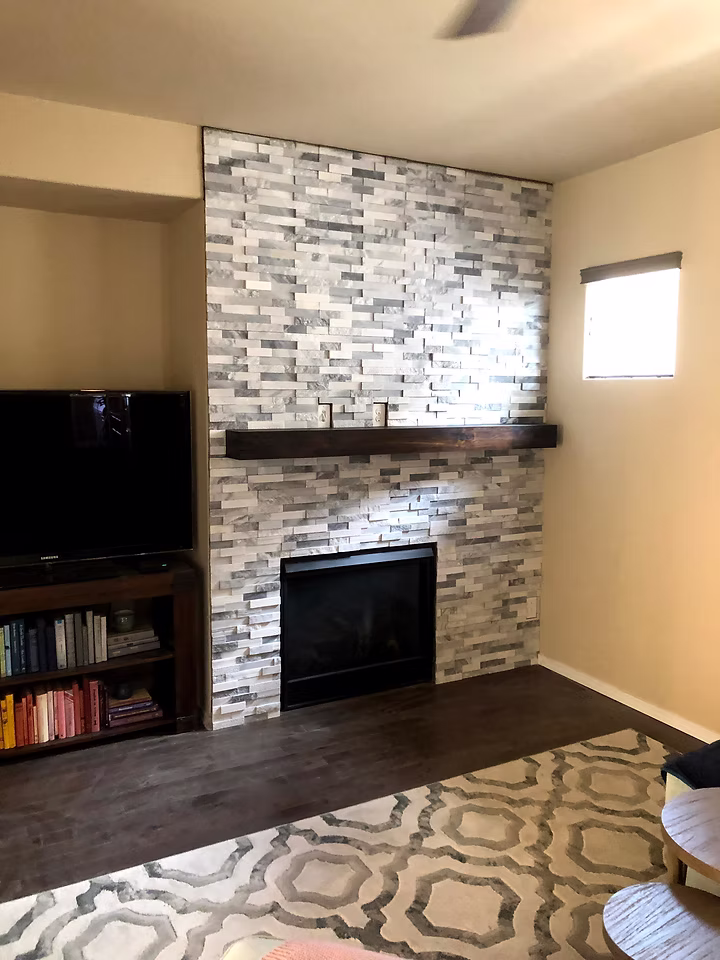 Custom stone fireplace and interior stonework