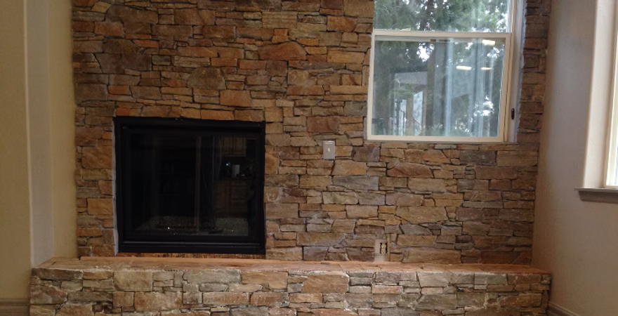 Custom stone fireplace and interior stonework