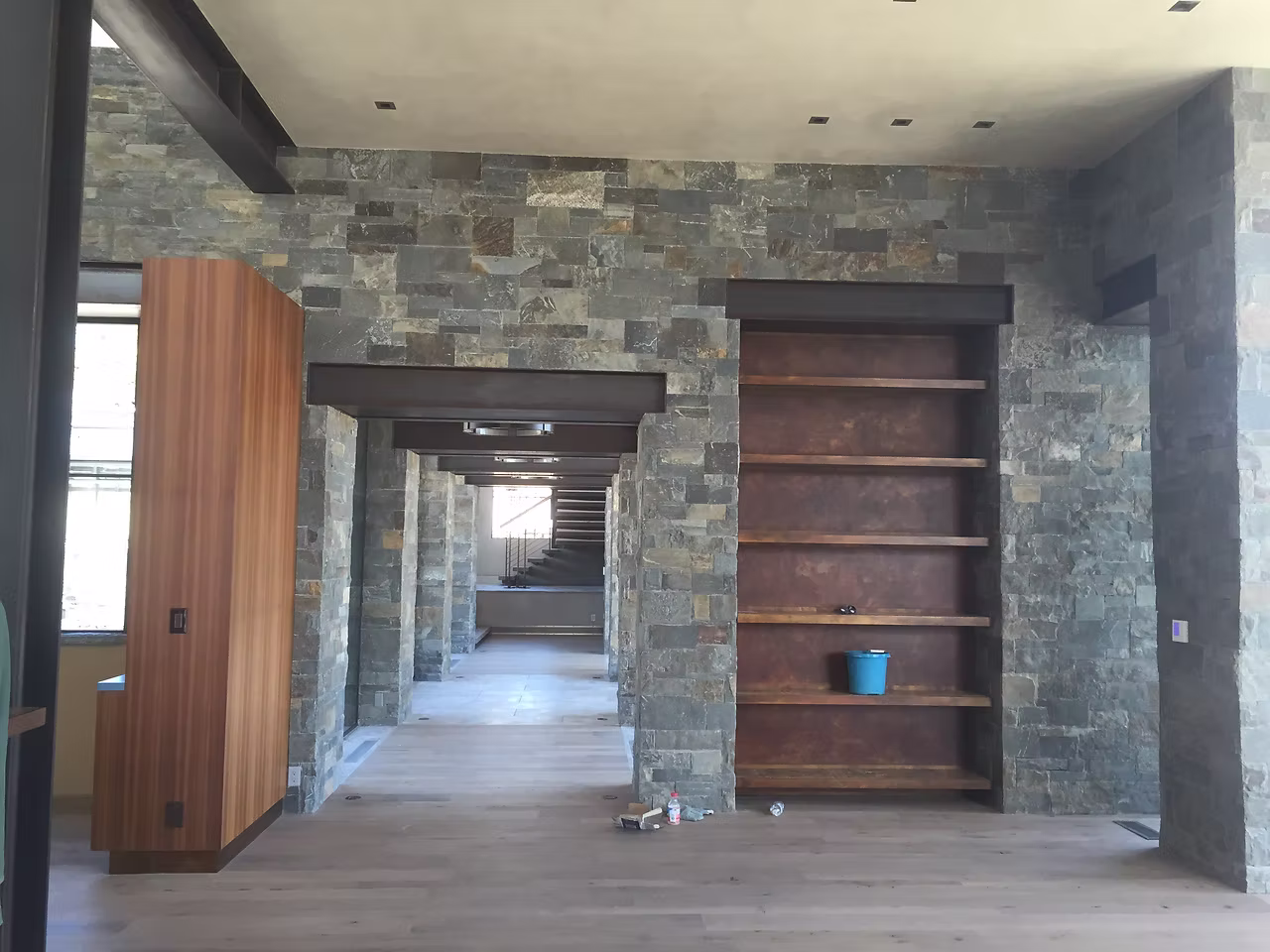 Custom stone fireplace and interior stonework